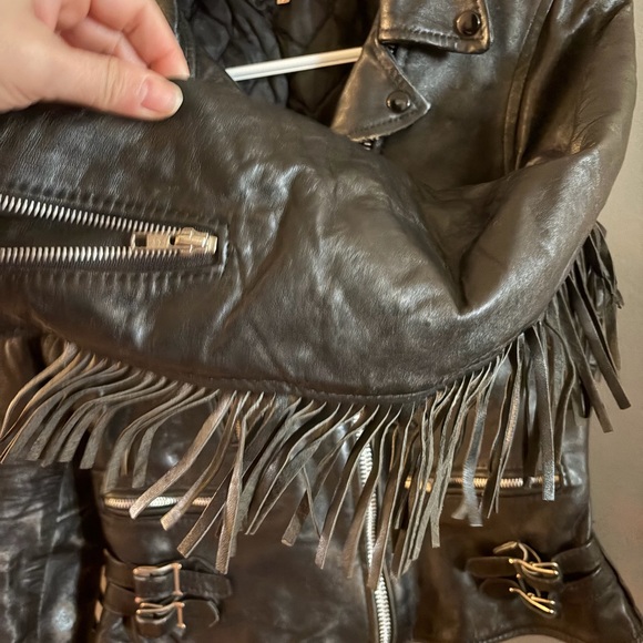 Genuine leather made in England tassel perfecto jacket - Picture 5 of 7